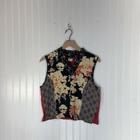 VTG Carole Little Patchwork Floral Vest Top Size 12 Made in USA Grunge Y2K - Picture 1 of 8